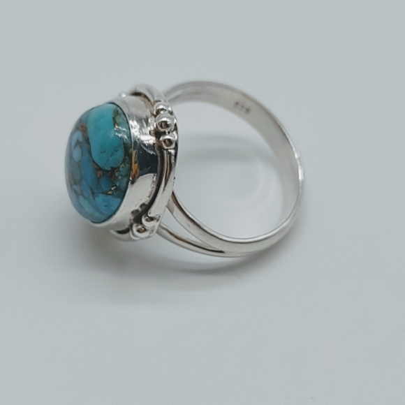 Vintage Sterling Silver Blue Copper Turquoise Ring - Picture 5 of 9